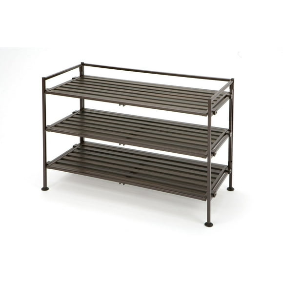 Seville Classics 3 Tier Resin-Wood Shoe Rack
