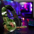 thumbnail image 3 of Auriculares para juegos con micrófono jinwen Camuflaje Oreja de Gato Verde, 3 of 8