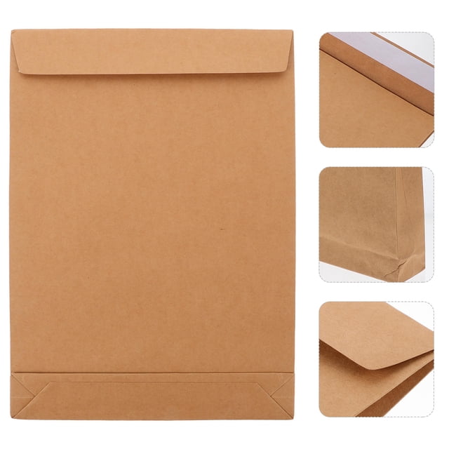Phenofice 5Pcs Light Brown Kraft Paper Bags for Magazine Books and Merchandise Packing