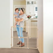 Toddleroo by North States 29.5"-50" Quick-Fit Wire Mesh Baby Safety Gate, Natural Wood