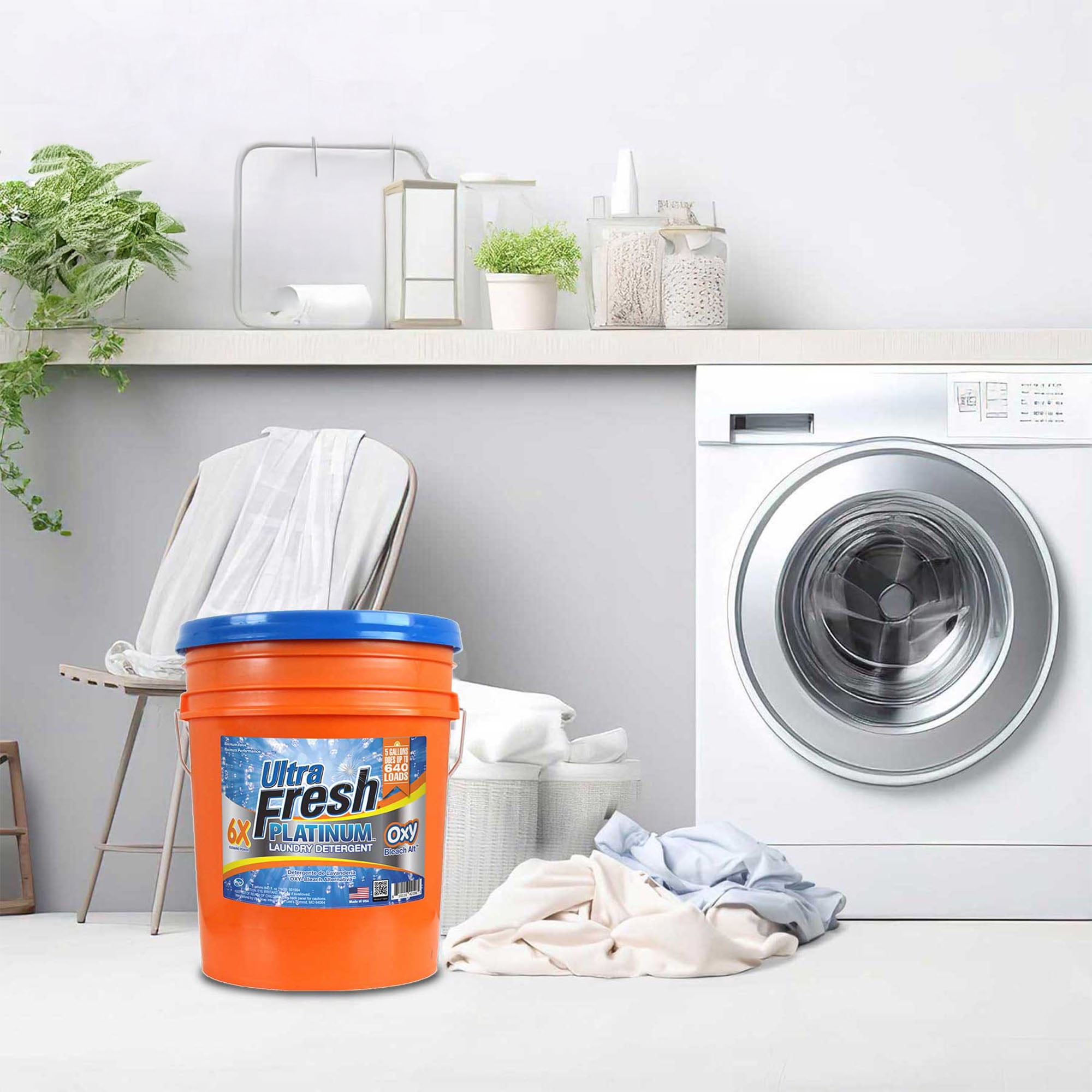 Ultra Fresh 3 Pack 6X Platinum Laundry Detergent, Up to 640 Loads, Bleach Alt, 5 Gallon