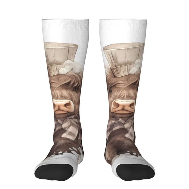 Fotbe C Calcetas Divertidas Estampadas para Hombre y Mujer, Calcetas de Algodón hasta la Rodilla para Caminar, Correr, Enfermería y Embarazo