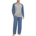 thumbnail image 3 of MINTREUS Men's Pajama Set Lightweight Sleepwear Long Sleeve Shirts and Bottoms Soft Comfy Pjs with Pockets, 3 of 6