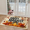 thumbnail image 2 of 3PCS Kitchen Mat set, Welcome Door Flannel Rug,Home Decor for Front Door,Kitchen, Bathroom, Happy Harvest Pumpkin Leaves Pattern ,Great gift for Family and Friends., 2 of 9