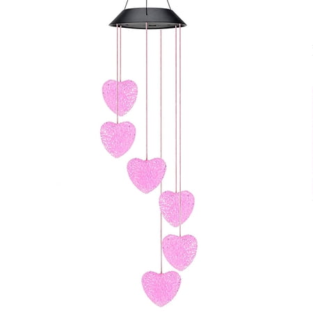 Solar LED Outdoor Love Wind Chime Gift Mom Grandmother Memorial Wind Chime Garden Courtyard