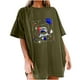 thumbnail image 4 of Moda Mujer Damas Cayó Hombro Mangas Impresión suelta Manga corta Top Pullover Tops Pompotops hfajkhk141451, 4 of 8