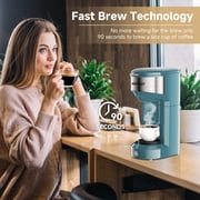 MINI Single Serve Coffee Maker,Instant Coffee Maker One Cup for K Cup & Ground Coffee,Portable Capsule Coffee Machine with 6 to 14oz Reservoir,90 Seconds Fast Brewing and One Button Operation