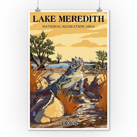 Lizard Point - Lake Meredith National Recreation Area, Texas - Horned Lizard - Lantern Press Artwork (9x12 Art Print, Wall Decor Travel Poster)