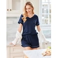 thumbnail image 2 of Ekouaer Pajamas Set for Women 2 Piece Short Sleeve Sleepwear Soft V Neck Tops and Shorts Pjs Lounge Set with Pocket, 2 of 5
