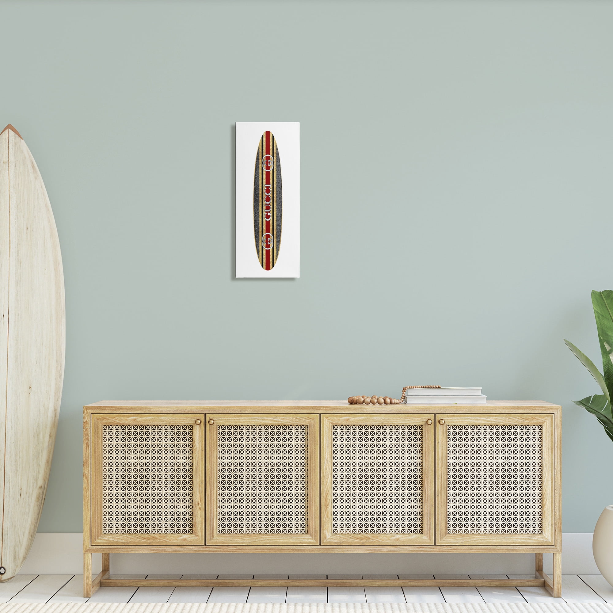 Stupell Industries Fashion Brand Surfboard Nature Painting Gallery Wrapped Canvas Art Print Wall Art, 10 x 24