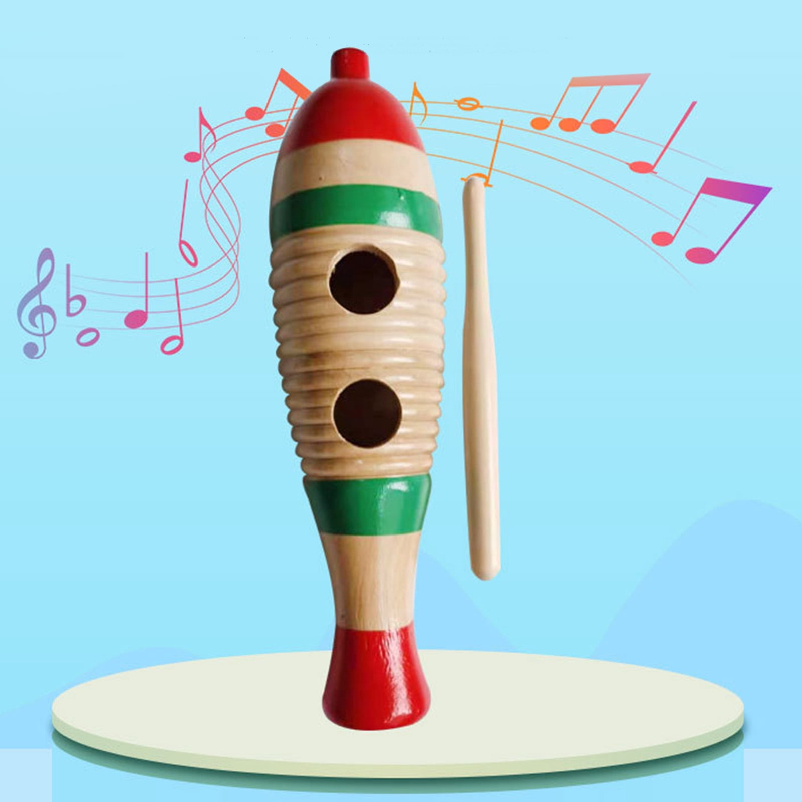 Guiro Instrument, Colorful Wooden Fish Shaped Guiro Percussion