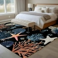 thumbnail image 4 of Black Blue Coastal Area Rugs 5'x7', Small Throw Rugs for Laundry Room Playroom, Summer Beach Coral Shell Starfish Seahorse Indoor Outdoor Rug Non-Slip Low Pile Carpet Runner Reversible Floor Mats, 4 of 8