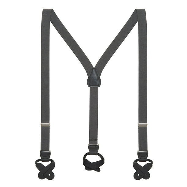 Suspender Store 48 IN Grey Jacquard Suspenders Checkered Button