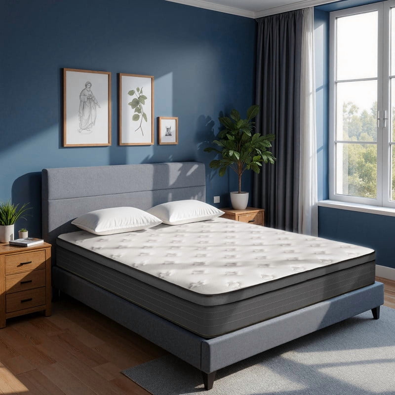 12" King Hybrid Mattress, Memory Foam Pocket Springs in a Box, Medium Firm, Shoulder and Back Pain Relief, Breathable Comfort Fabric, Zero Rocking, 7-Zone Lumbar Support 180 Night Trial