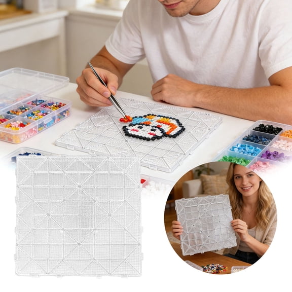 Whyan 11X11Inch Clear Fuse Beads Pegboard, Large Square Perler Beads Template For Diy Craft, Art Projects & Handmade Creation Clear2-28X28CM