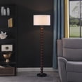 thumbnail image 6 of 61" Dark Cherry Black Faux Wood Bubble Floor Lamp With White Drum Shade, 6 of 7
