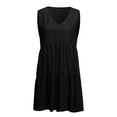 thumbnail image 5 of JGGSPWM Women's Sleeveless V Neck Cotton Mini Dress Tiered Hem Loose Fit Casual Dresses Black M, 5 of 8