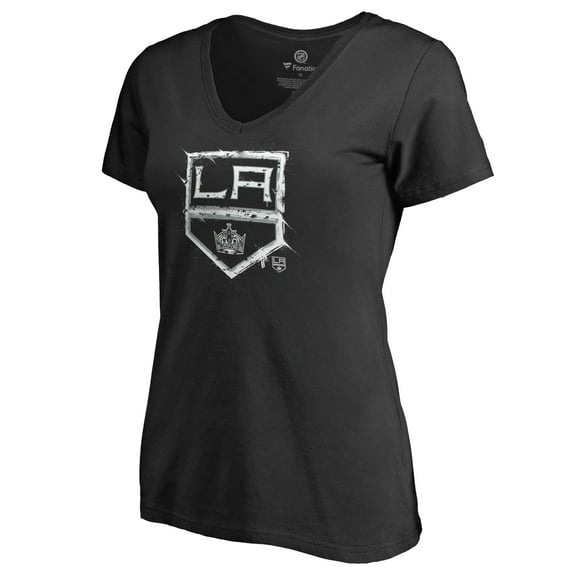 Women's Black Los Angeles Kings Splatter Logo V-Neck T-Shirt