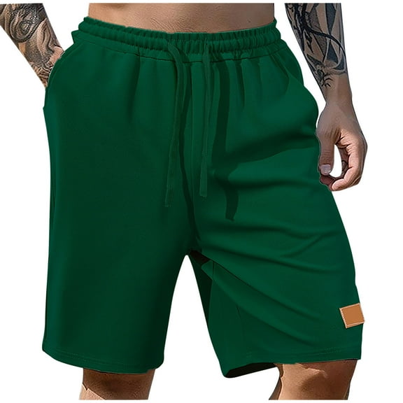 ZCFZJW Mens Casual Shorts - Cotton Drawstring Elastic Waist Summer Beach Stretch Twill Chino Golf Shorts with Pockets Army Green L