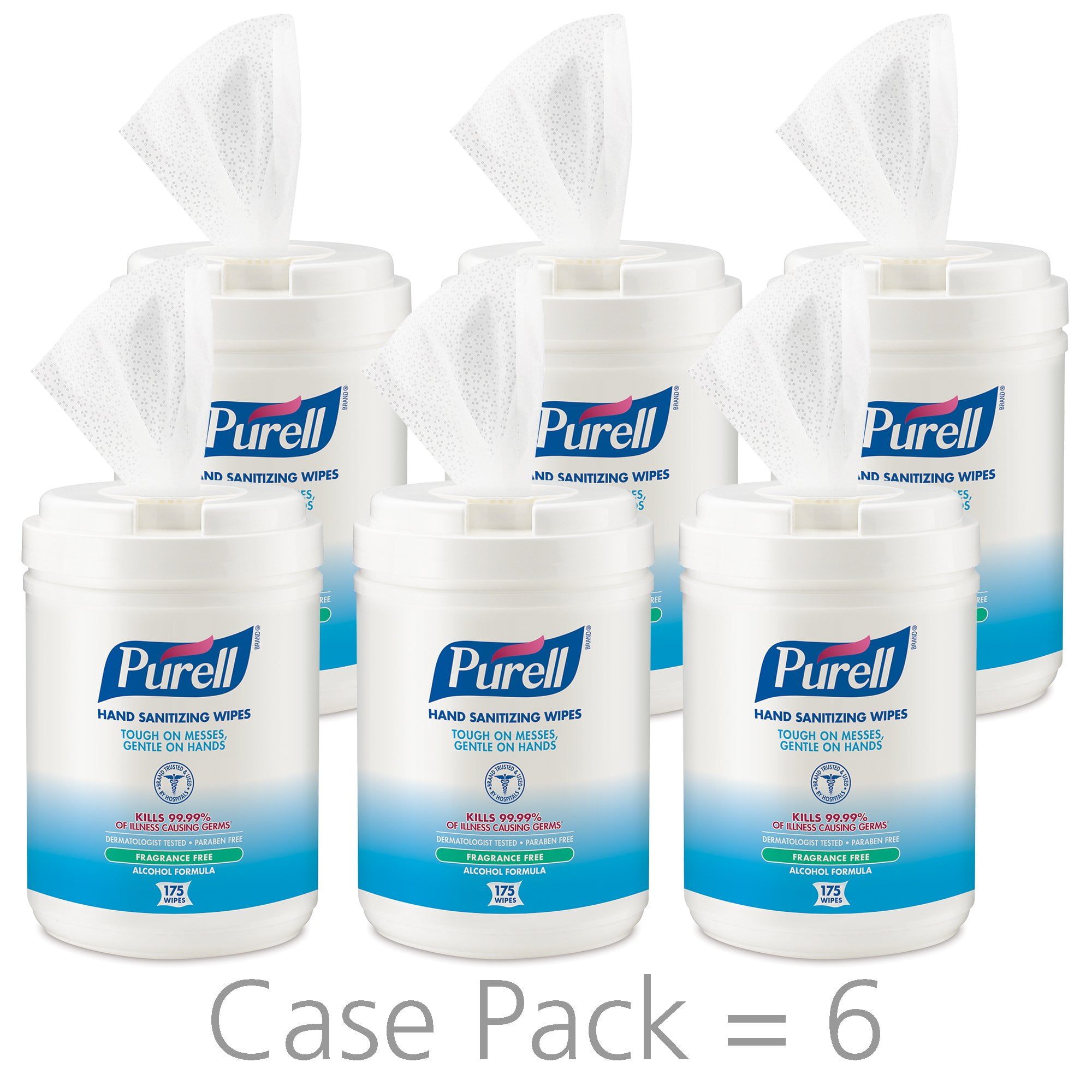 Purell Ethyl Alcohol Hand Sanitizing Wipe Canister 175 Wipes 6 Packs