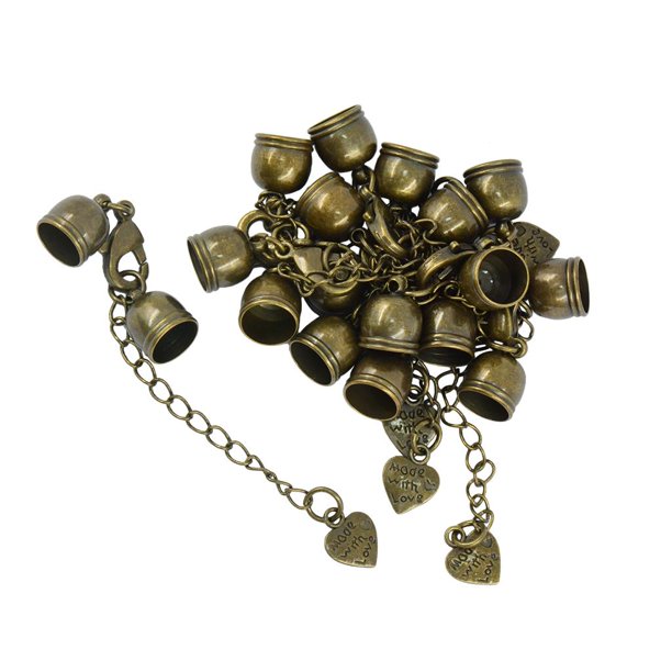 10pcs Conjunto de Hallazgos de Fabricación de Joyas Broches de Langosta Extremo Del Cable Y Cadena de Extensión Bronce mayimx tapas de extremo a presión para joyería
