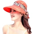 thumbnail image 1 of Gorra de ala ancha con visera para mujer, sombrero para el sol, playa, viajes, verano, sombrero flexible, camping, pesca, ciclismo, jardinería, protección solar plegable, color rojo sandía, 1 of 5