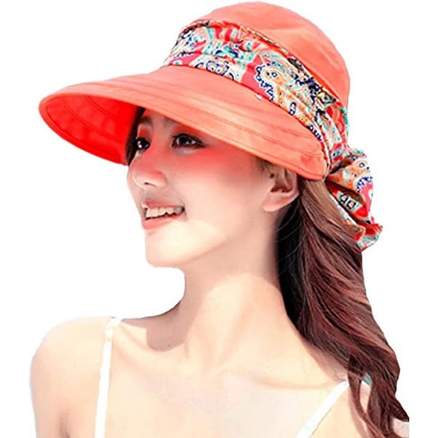 Gorra de ala ancha con visera para mujer, sombrero para el sol, playa, viajes, verano, sombrero flexible, camping, pesca, ciclismo, jardinería, protección solar plegable, color rojo sandía