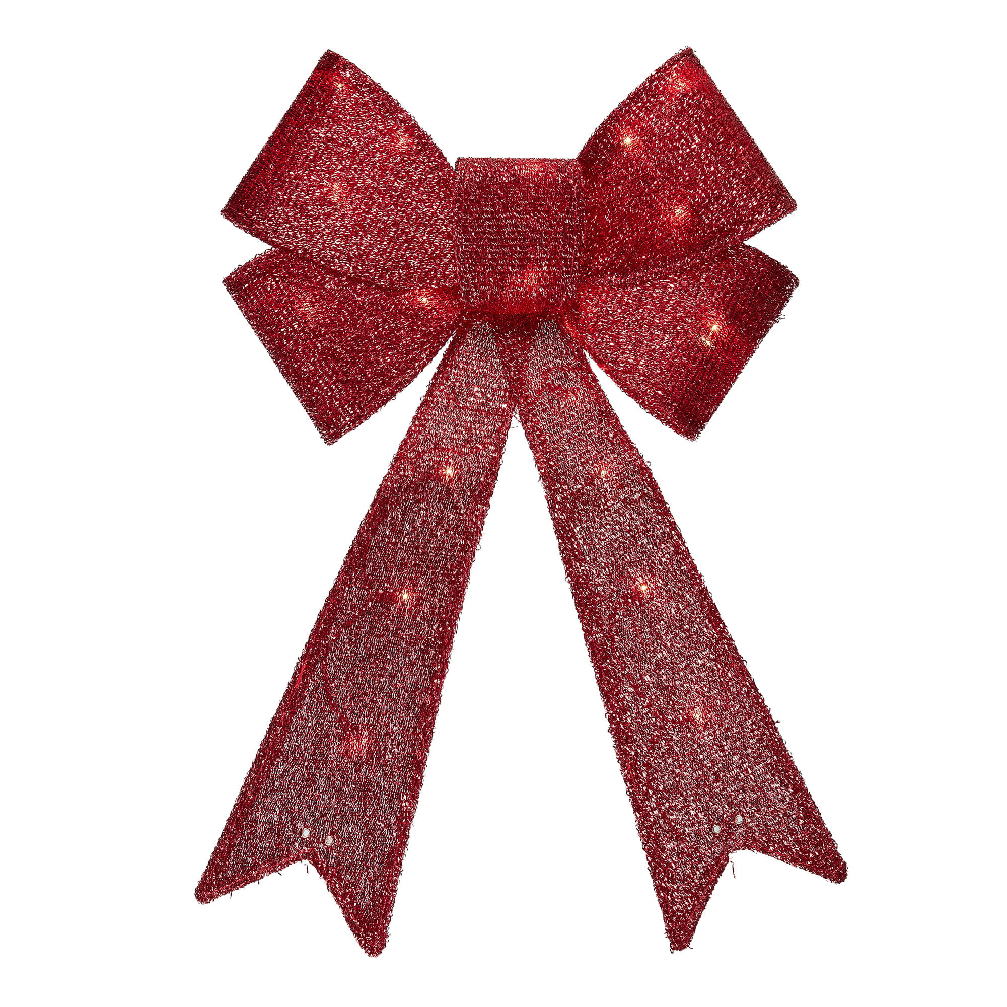 Holiday Time 24-Inch Red Christmas Outdoor Tinsel Bow - Walmart.com