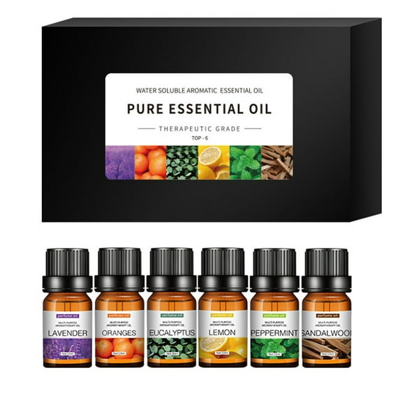 Fawoonu Aromatherapy Essential Oil Gift Set - 6 Organic Blends for Diffuser & Humidifier, Lavender, Orange, Peppermint, Lemon, Eucalyptus, Sandalwood - Water-Soluble Fragrance Oils (10ml)