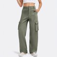 thumbnail image 4 of cocolona Womens Elastic Waist Cargo Pants Casual Loose Multi-Pocket Outdoor Hiking Pants Wide Leg Work Trousers S-2XL, 4 of 8