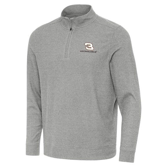 Men's-Antigua Heather Gray Austin Dillon Subtle Quarter-Zip Pullover Top