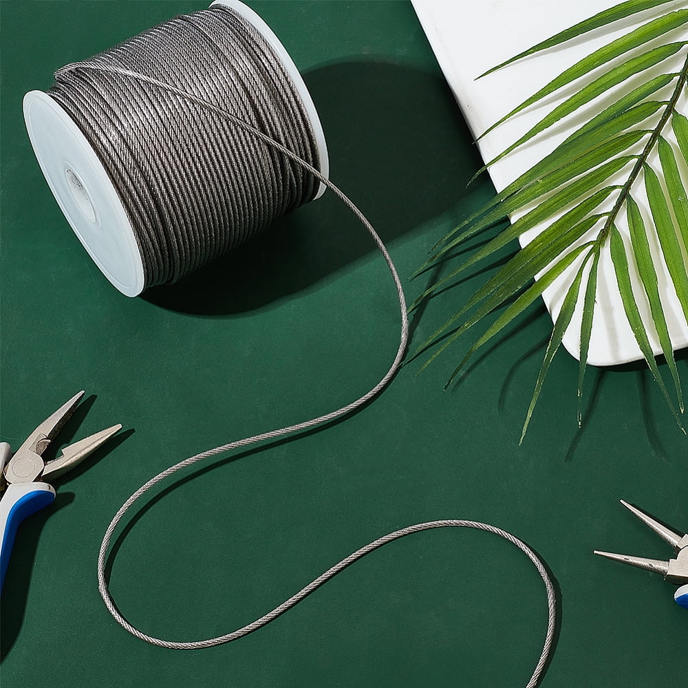Tiger Tail Nylon-coated 304 Stainless Steel Wire Round Stainless Steel Color 12 Gauge(2mm) 328.08 Feet(100m)/Roll