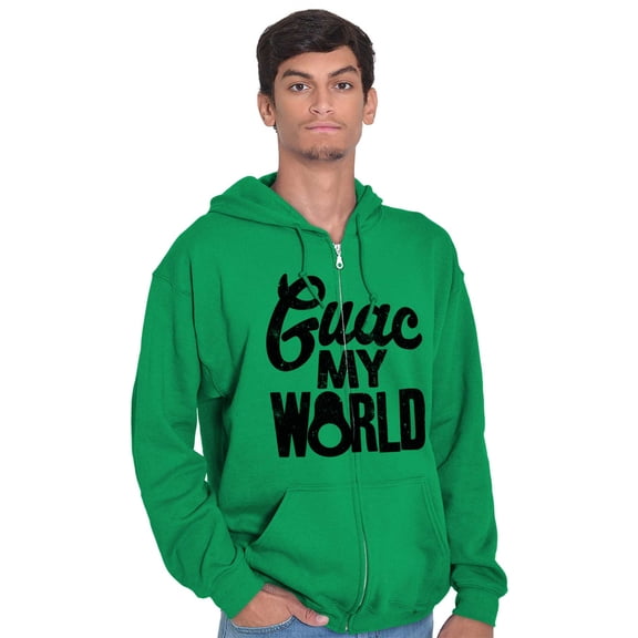 Guac World Guacamole Avocado Foodie Zip Up Hoodie Men's Women's Brisco Brands 2X