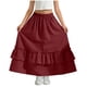 thumbnail image 2 of Falda larga con volantes y bolsillos para niña, cintura elástica, informal, escalonada, de poliéster, 2 of 7