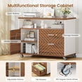 thumbnail image 5 of SEDETA 71" Office Desk with Rolling File Cabinet, L Shaped Desk with Drawers, Large Computer Desk with Power Outlets, CPU Stand, Pegboard and Storage Shelves for Home Office, White & Brown, 5 of 9
