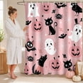 thumbnail image 4 of Happy Halloween Shower Curtain Cute Pumpkin Scary Cartoon Halloween Holiday Party Scary Night Bathroom Decoration With Hook, 4 of 4