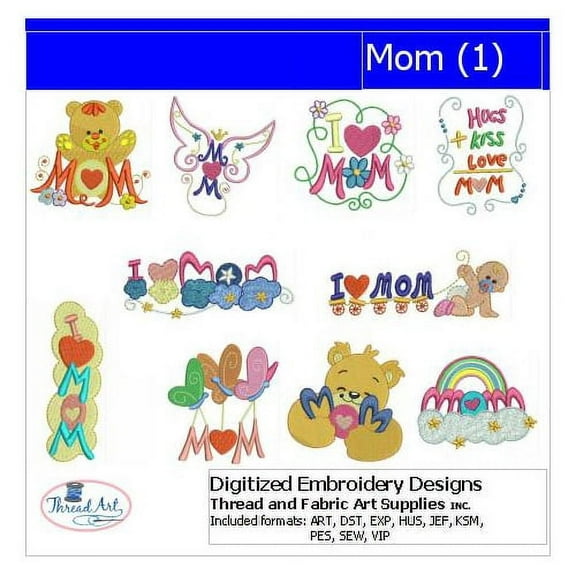 Mom(1) Embroidery Designs - All Popular Formats Included - Loaded on USB Stick