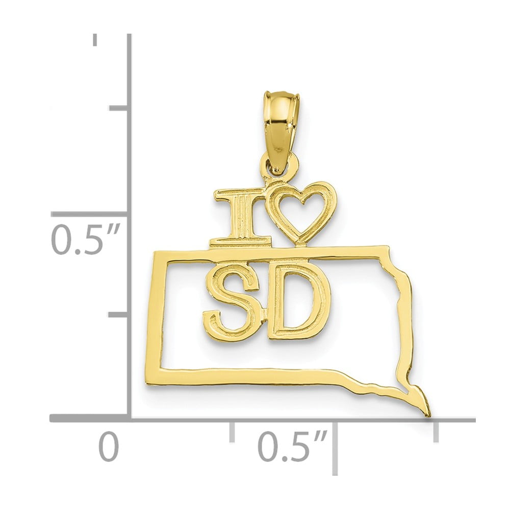 14k White Gold Solid South Dakota State Pendant
