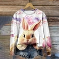thumbnail image 7 of Women's Casual Rabbit Easter Print Round Neck Long Sleeve Hoodless Sweatshirt Top Pink S, 7 of 7