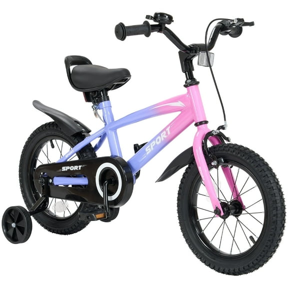 Naipo 12 in Kid Bike for Boys and Girls Gradient Purple Bicycle with Training Wheels Bell and Dual Brakes