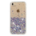 thumbnail image 2 of Luminous Case for iPhone 7 / iPhone 8 / iPhone SE 2022 & 2020, Glow in the Dark Fluorescent Glitter Case for Women Girls, Bling Sparkle Lightweight Slim Shockproof Protective Phone Cover, Purple, 2 of 6
