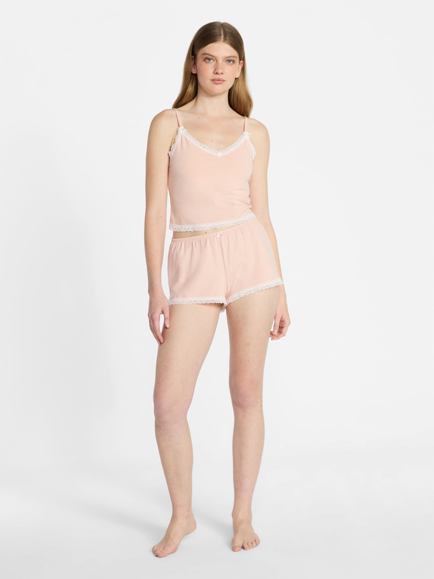 No Boundaries Single Jersey Lace Sleep Shorts, Women's XXS-3X
