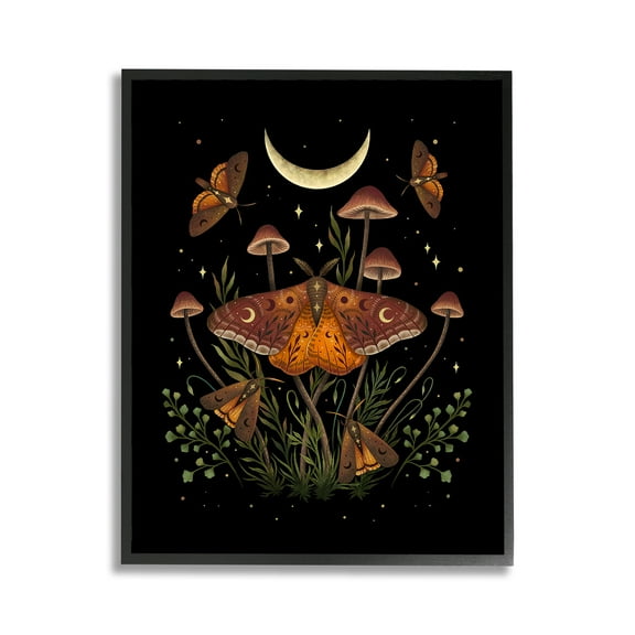 Stupell Industries Astral Moth & Moon Animals & Insects Painting Black Framed Art Print Wall Art, 11 x 14