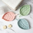 thumbnail image 3 of 6 Pcs Plastic Leaf Shape Soap Box Dish Soap Storage Plate Tray Holder Case Container For Bathroom Bathroom Kitchen Counter Or Sink (blue, Pink, Green), 3 of 4