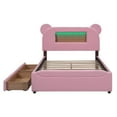 thumbnail image 4 of Full Size Upholstered Platform Bed with Cartoon Ears Shaped Headboard, LED and USB, Fabric Upholstered Platform Bed Frame with Headboard and 2 Drawers(Pink, Full), 4 of 10