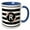 Blue/White, variant on 3drose, Floral Letter R Monogram - Black and White Stripes and Flowers Initial, 11oz Magic Transforming Mug
