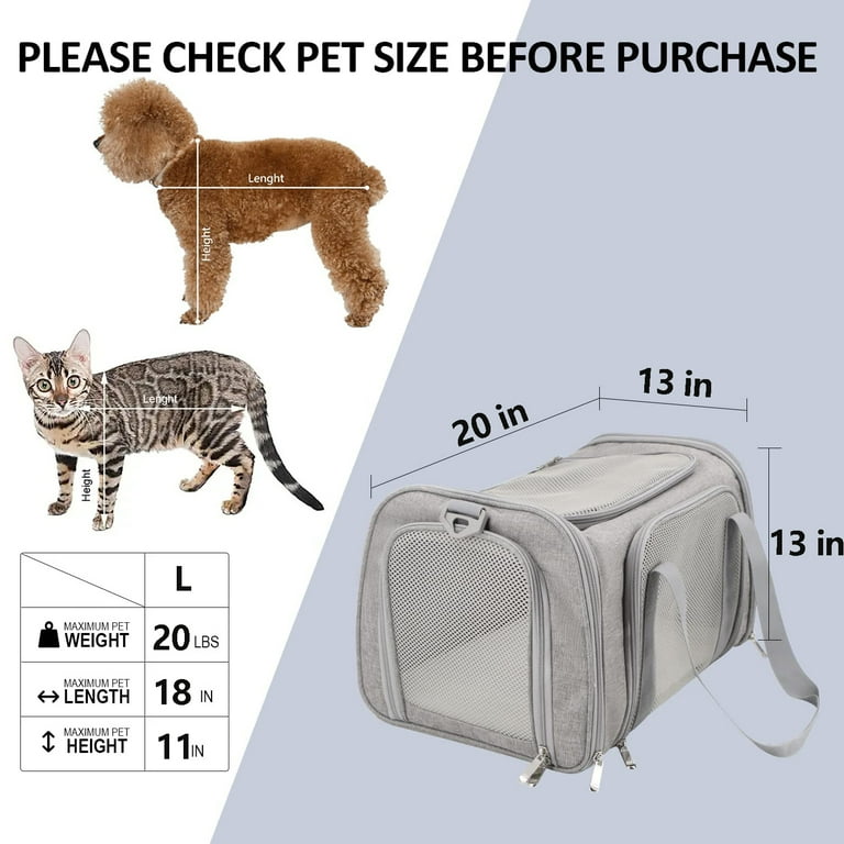 Soft Sided Carriers for Small Medium Cats Dogs Collapsible Grey Walmart
