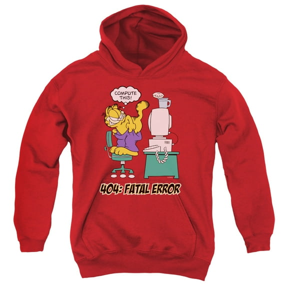 Garfield Compute This Youth Pullover Hoodie Sweatshirt Red