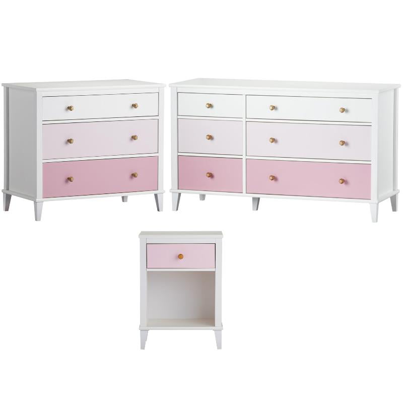Home Square 3 Piece Set with 6 Drawer Dresser 3 Drawer Dresser and ...