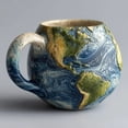 thumbnail image 2 of Ceramic Mug With 3D Relief World Map Design Unique Round Shape Coffee Tea Cup For Home Office Decor Gift, 2 of 3